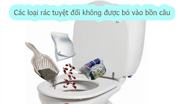 rác thải không cho xuống bồn cầu